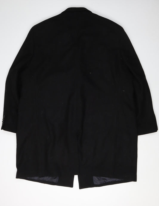 Jeff Banks Men's Black Wool Overcoat 2XL Formal Coat