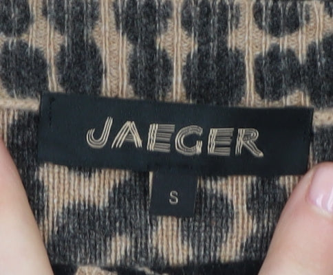 Jaeger Women's Black & Beige Animal Print Dress S