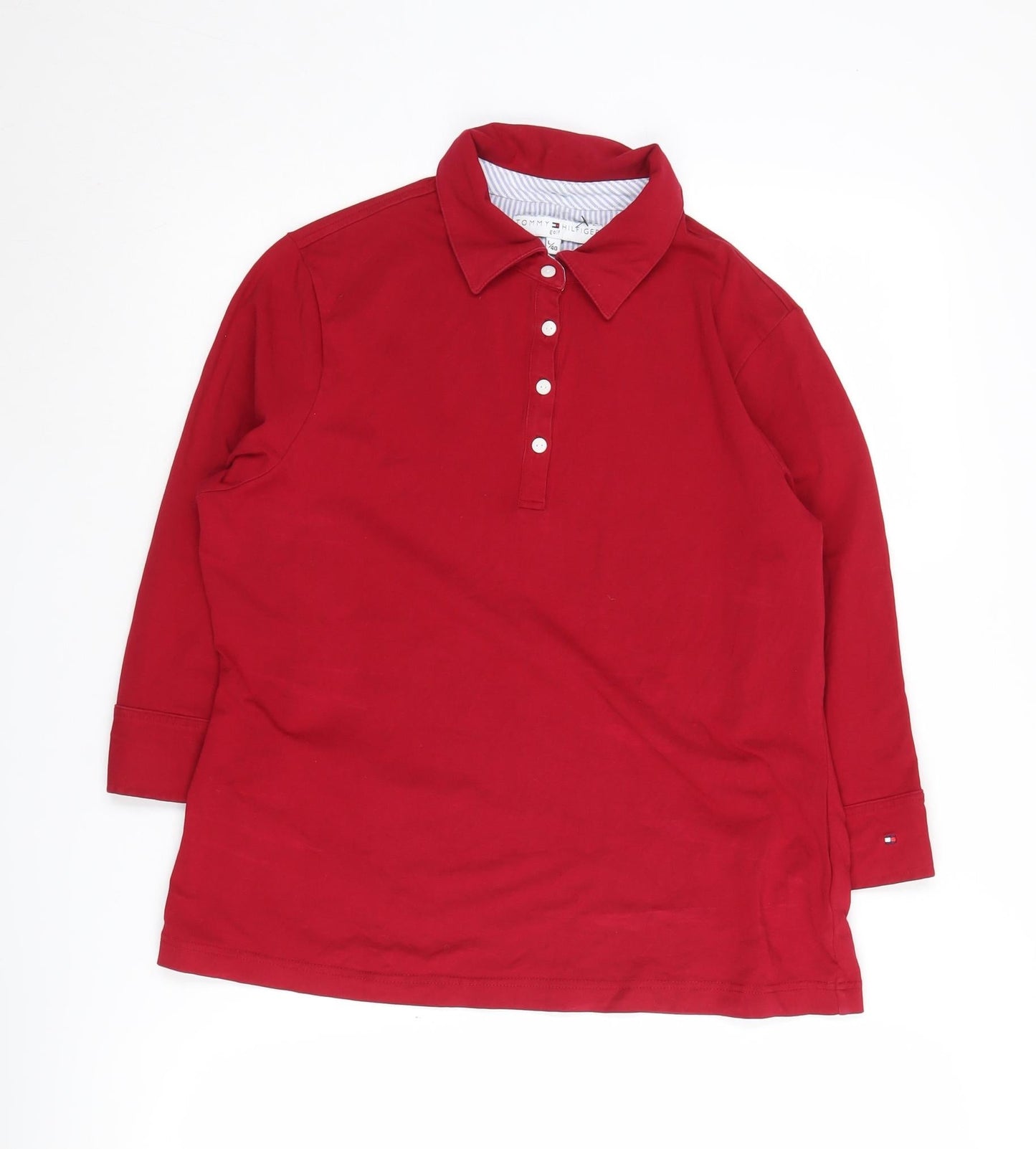 Tommy Hilfiger Red Polo Shirt, Women's Long Sleeve Size 12