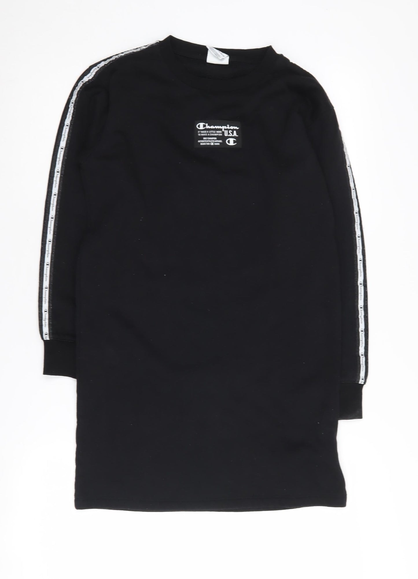 Champion Girls Black Sweatshirt 11Y, Tunic Style, Logo Detail