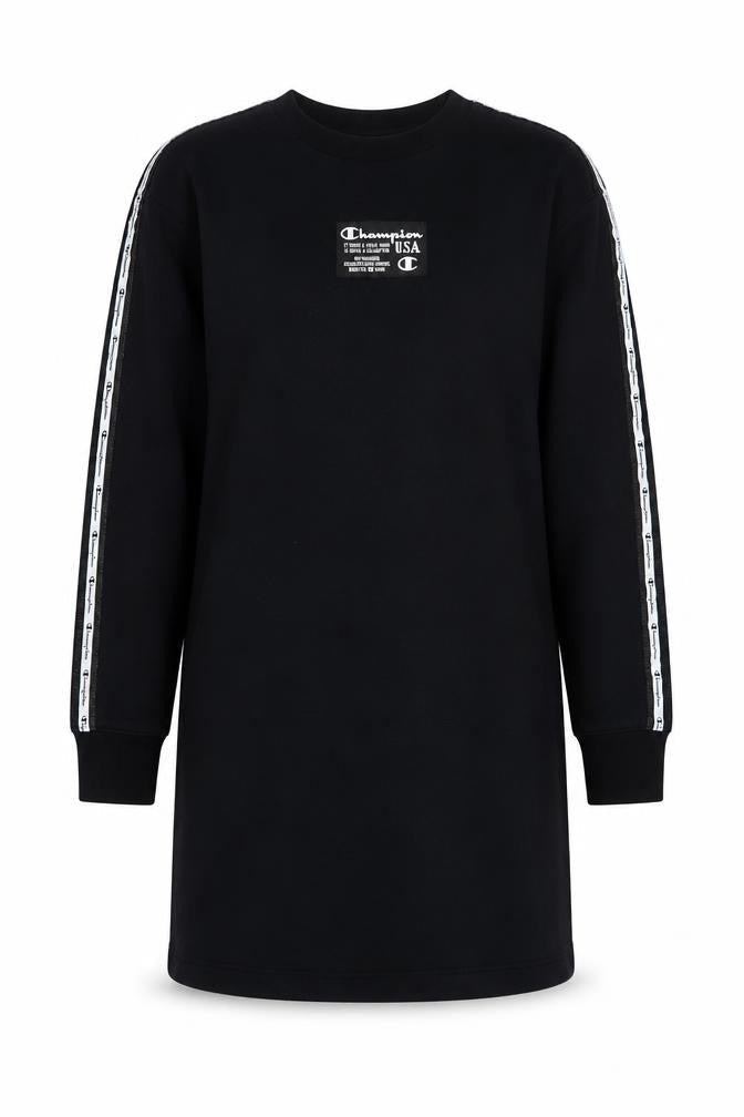 Champion Girls Black Sweatshirt 11Y, Tunic Style, Logo Detail