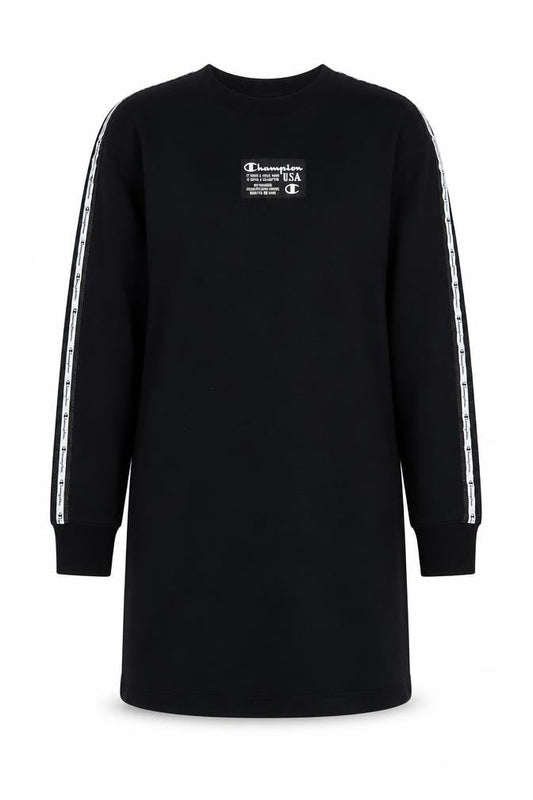 Champion Girls Black Sweatshirt 11Y, Tunic Style, Logo Detail