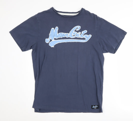 Man City Men’s Blue T-Shirt, Medium, Casual Crew Neck
