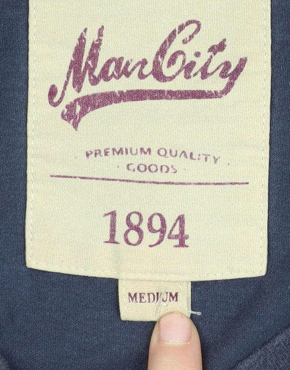 Man City Men’s Blue T-Shirt, Medium, Casual Crew Neck