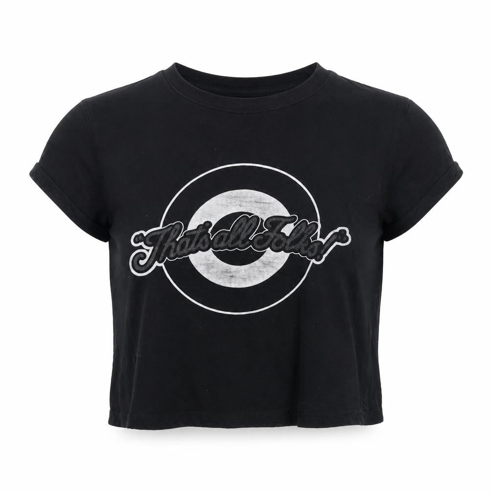 Looney Tunes Black Cropped T-Shirt, Size 6