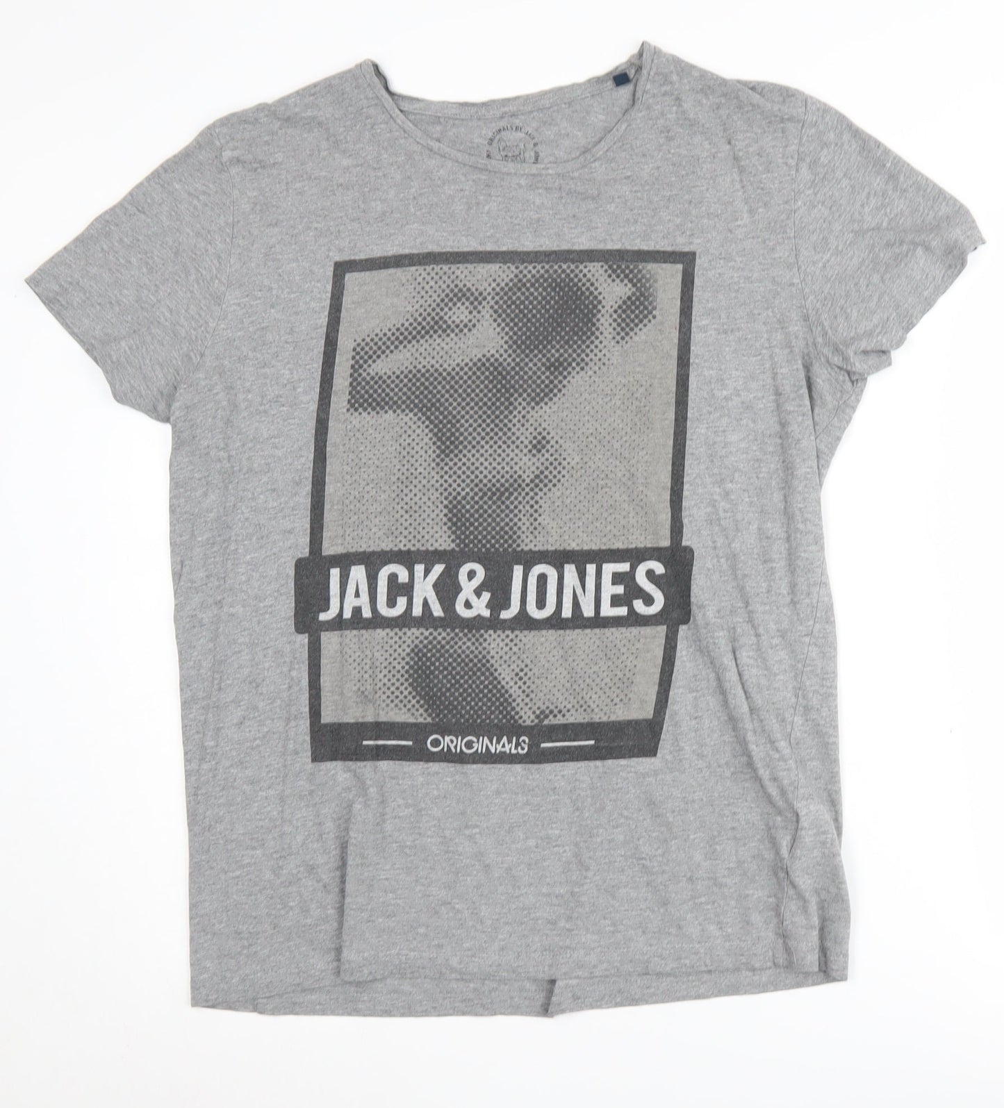 Jack & Jones Men's Grey Graphic Print T-Shirt L