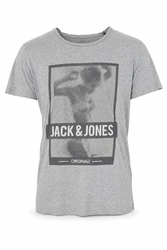 Mens UK Size L JACK & JONES Grey  Cotton Blend T-Shirt