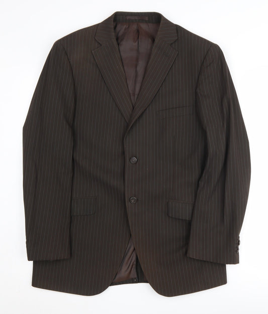 Moss Men's Brown Striped Suit Jacket Size 38 Short