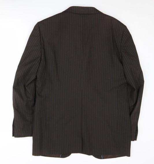 Moss Men's Brown Striped Suit Jacket Size 38 Short