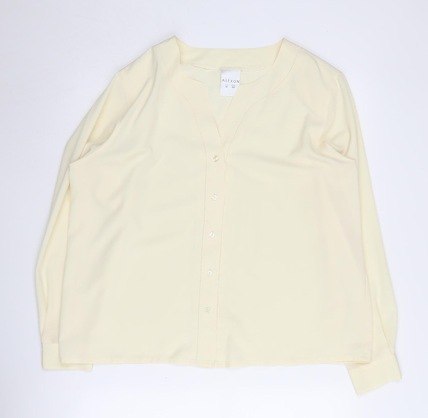Alexon Women's Beige Button-Up Long Sleeve Blouse
