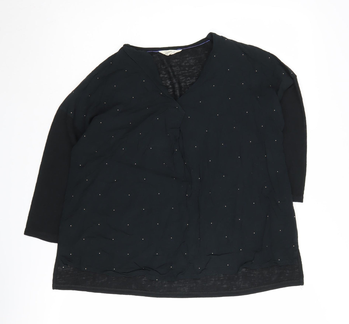 White Stuff Women's Black Blouse Size 8 - Casual 3/4 Sleeve