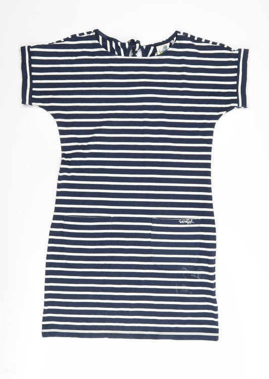 Weird Fish Women's Blue Striped T-Shirt Dress Size 10