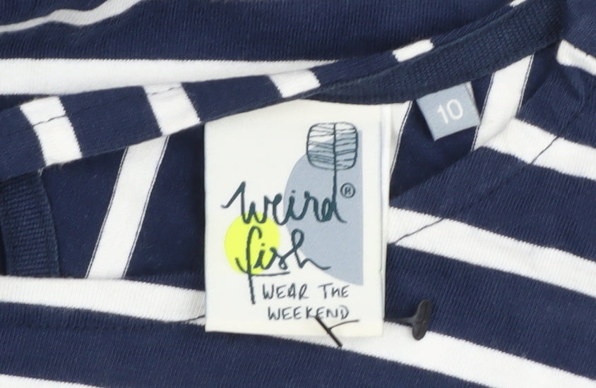 Weird Fish Women's Blue Striped T-Shirt Dress Size 10