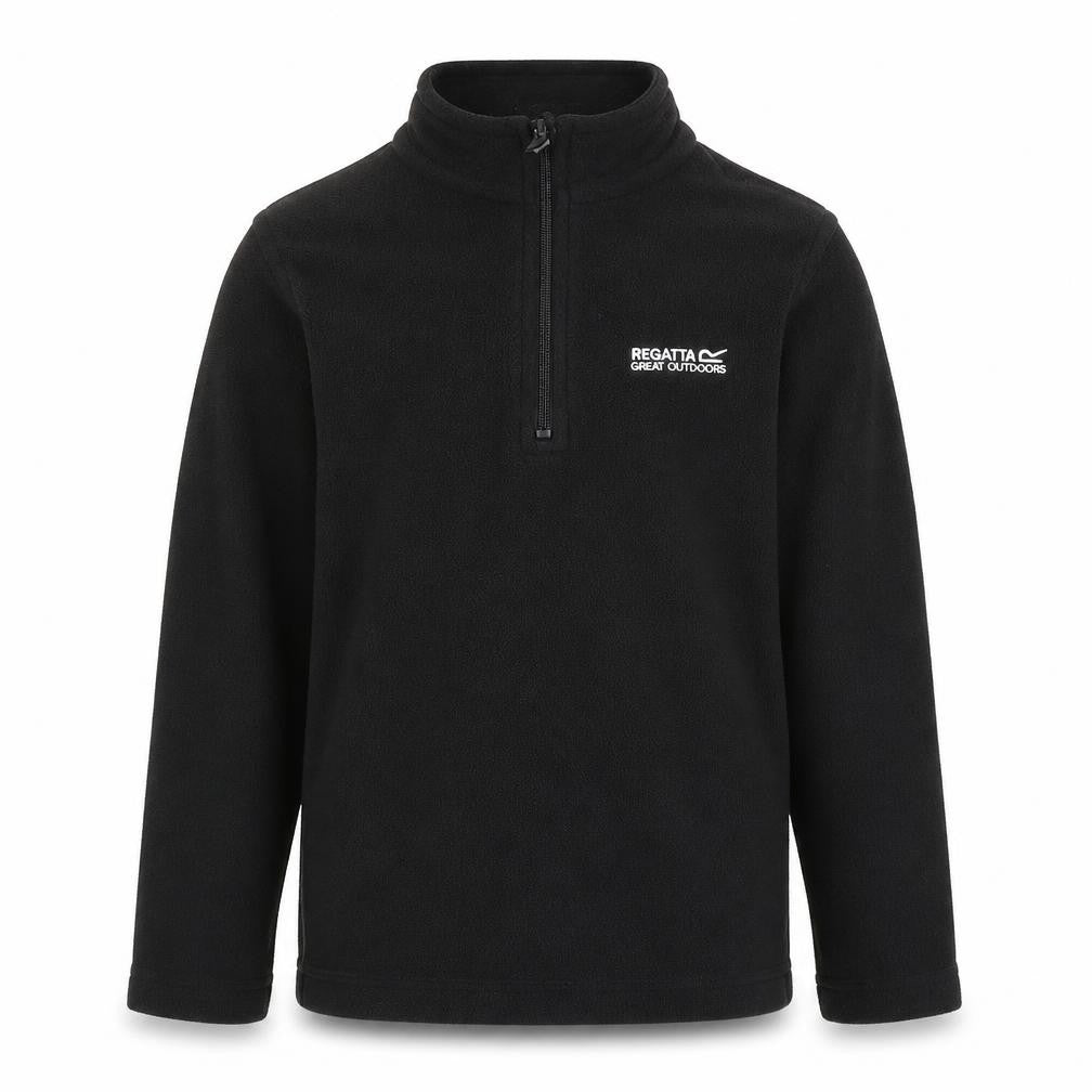 Front view of Regatta boys’ black fleece 1/4 zip sweatshirt 7-8y outdoor