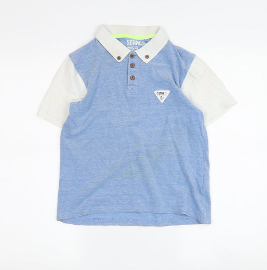 Sonneti Boys Blue White Polo Shirt 10-12 Years, Cotton Casual