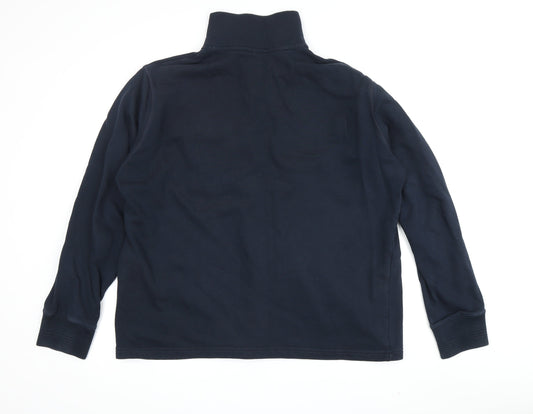 Marks and Spencer Men's Blue XL 1/4 Zip Sweatshirt