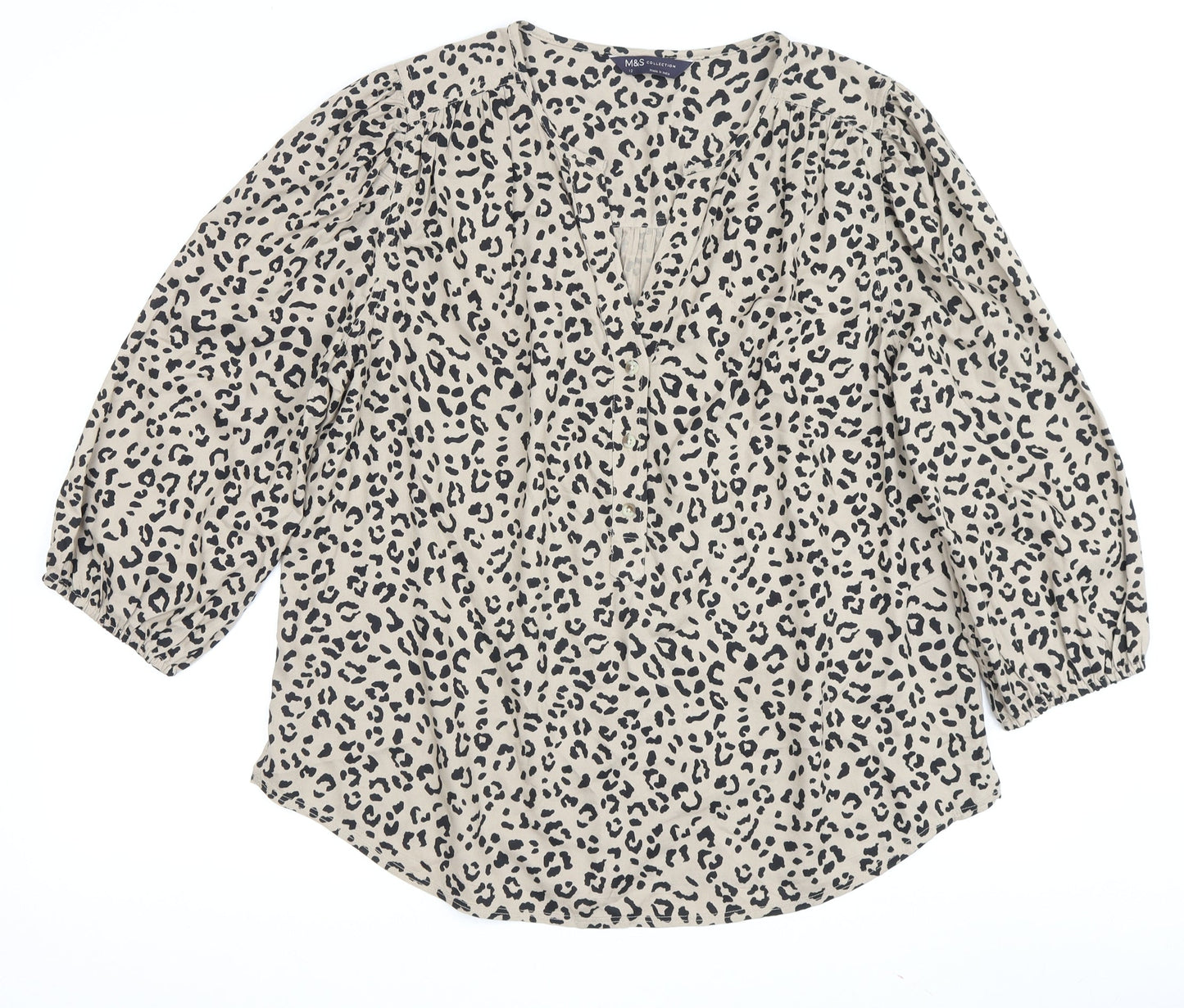 Marks and Spencer Women's Brown Animal Print Blouse Size 12
