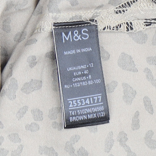 Marks and Spencer Women's Brown Animal Print Blouse Size 12