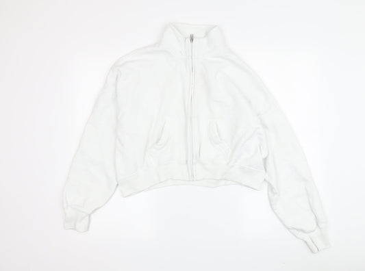 Hollister Women's White Full Zip Hoodie - Size S