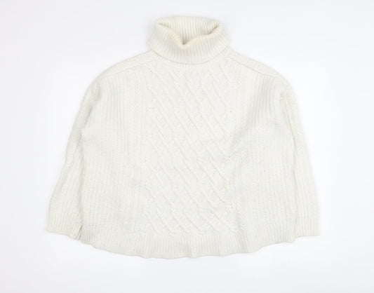 Hobbs Women's White Wool Roll Neck Pullover Jumper L