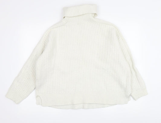 Hobbs Women's White Wool Roll Neck Pullover Jumper L