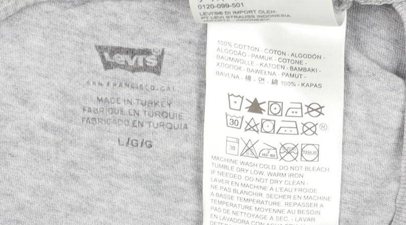 Levi's Men's Grey Logo T-Shirt, Size L, Short Sleeve