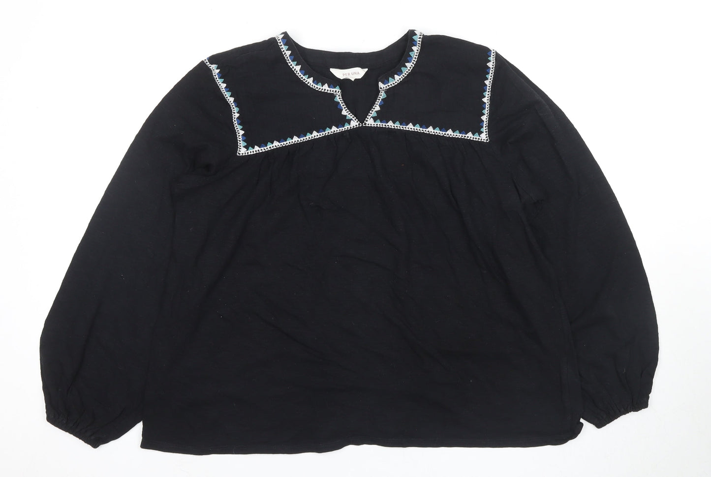 Marks and Spencer Women's Black Embroidered Blouse Size 10
