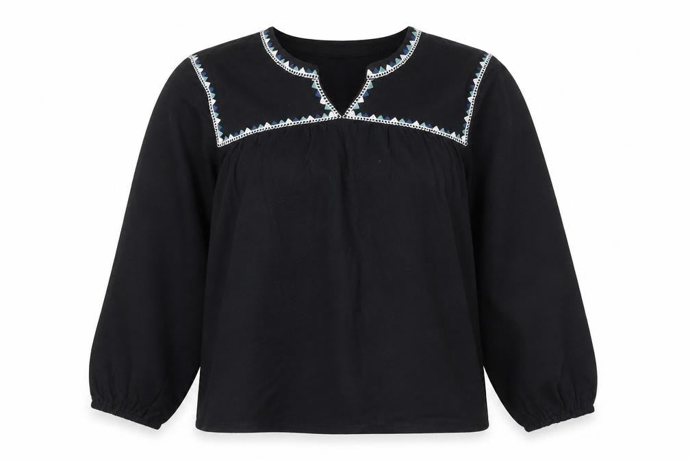 Marks and Spencer Women's Black Embroidered Blouse Size 10