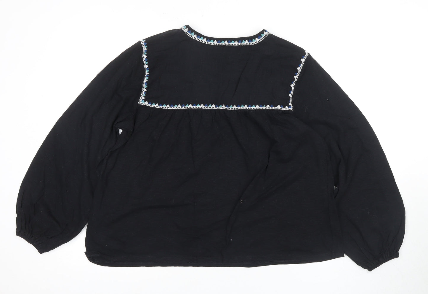 Marks and Spencer Women's Black Embroidered Blouse Size 10