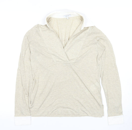 Reiss Women's Beige Long Sleeve Collared Blouse - S