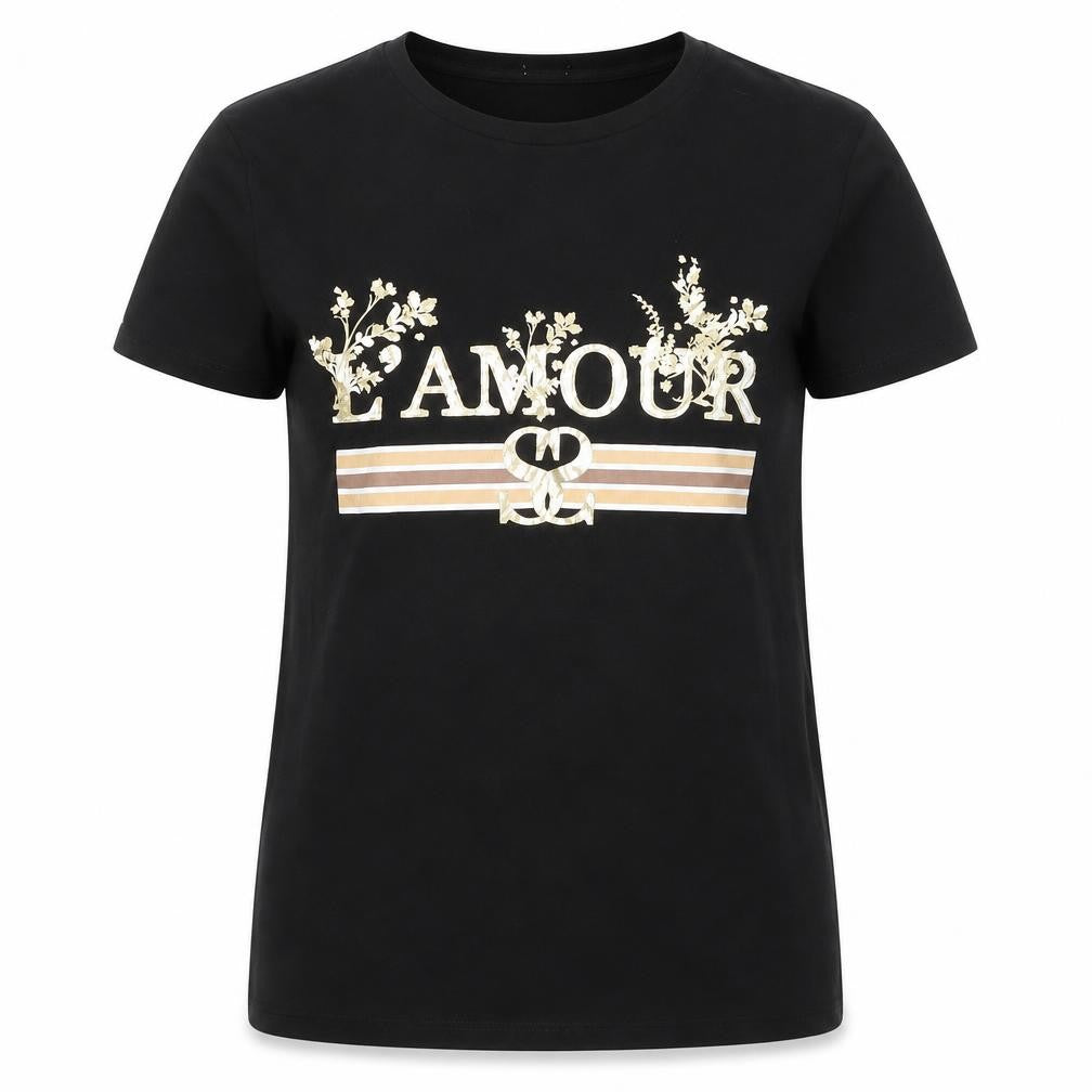 River Island Women's Black T-Shirt Size 8 Casual L'AMOUR