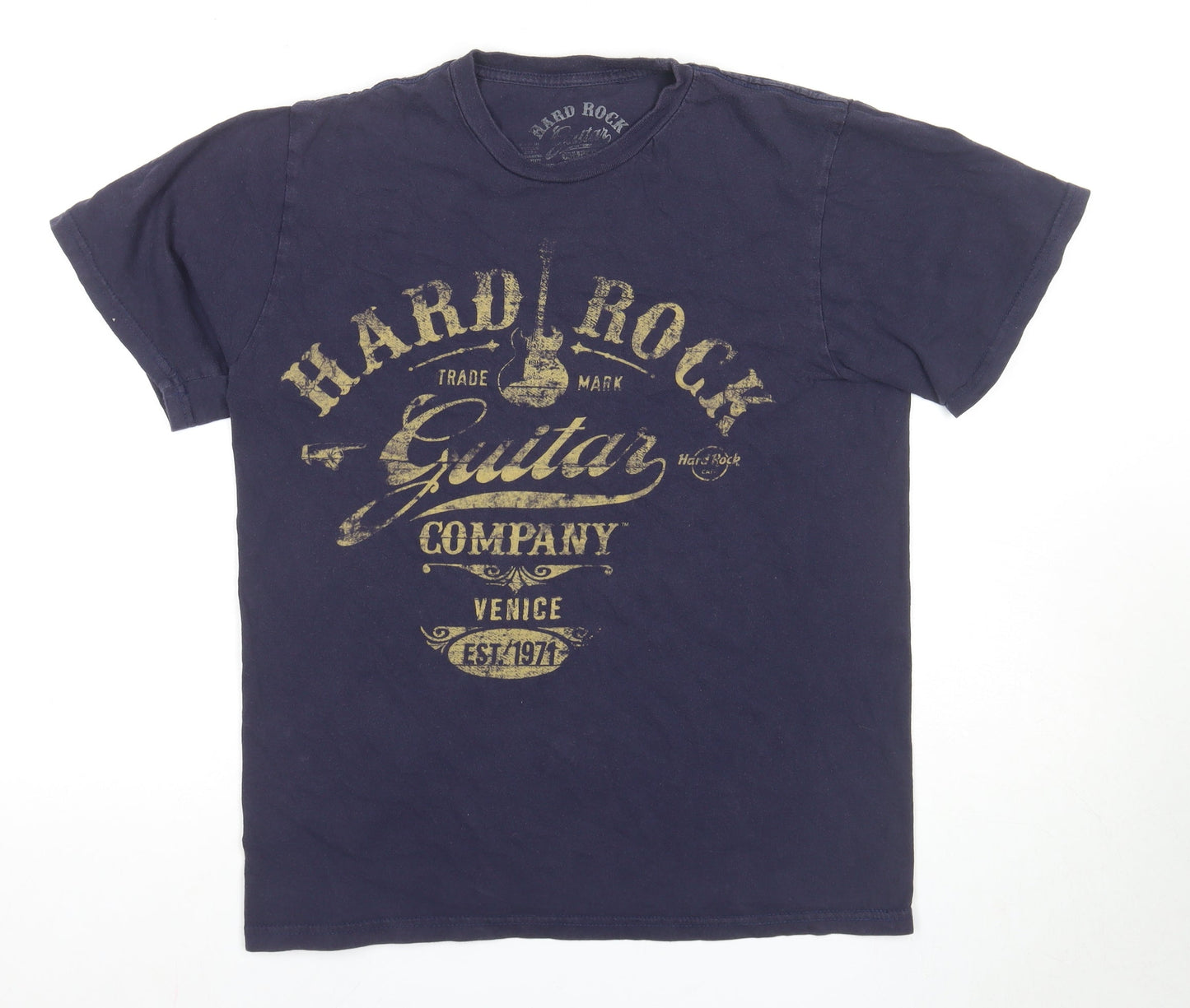 Hard Rock Blue Men's T-Shirt M Music Graphic Logo Print