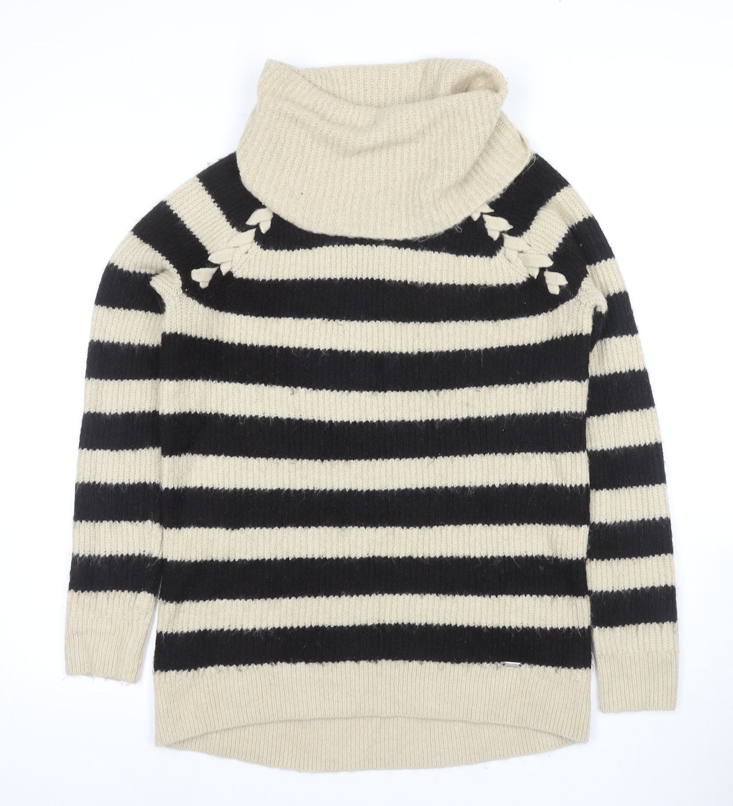 Hollister Women's Black Striped Pullover Jumper M