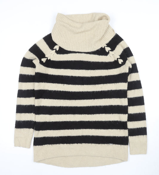 Hollister Women's Black Striped Pullover Jumper M