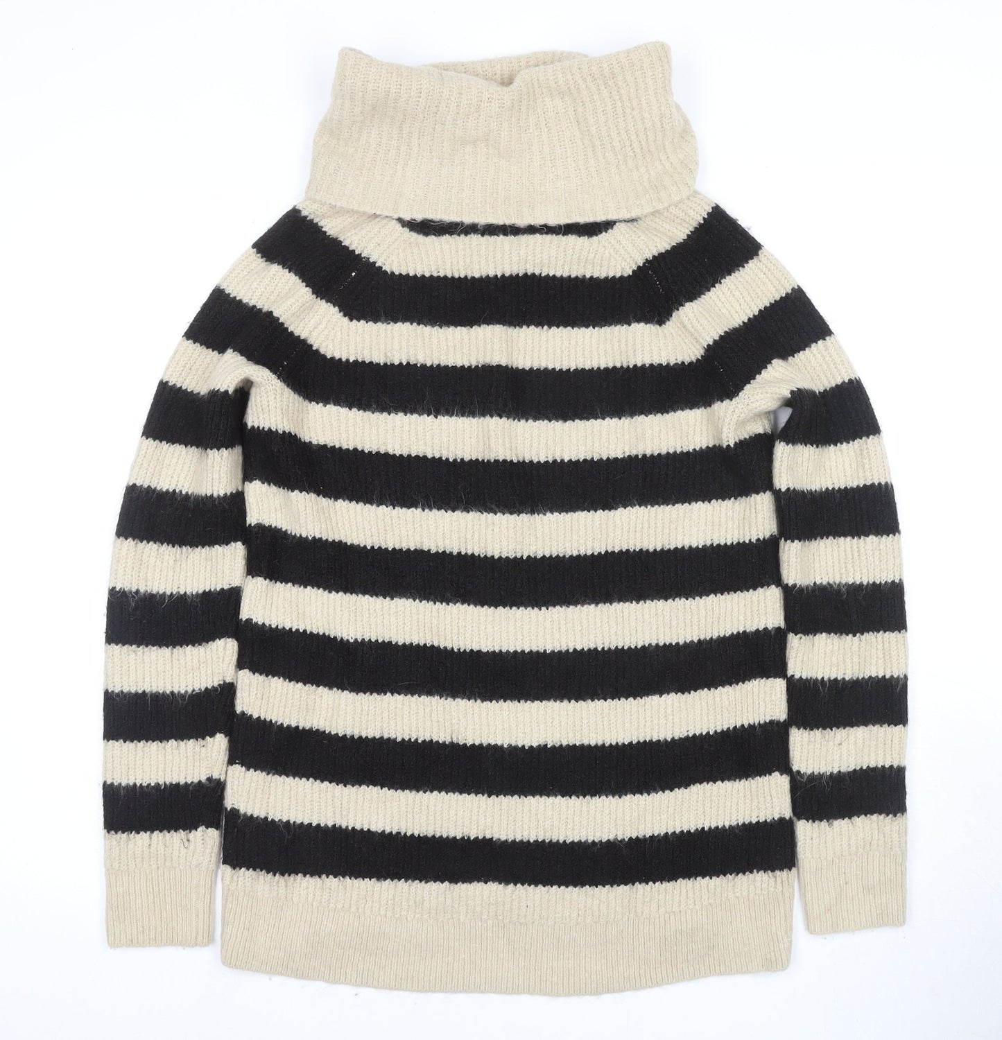 Hollister Women's Black Striped Pullover Jumper M