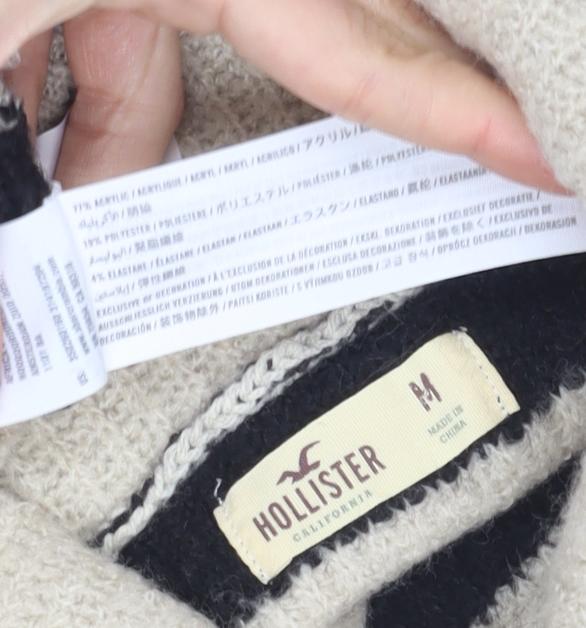 Hollister Women's Black Striped Pullover Jumper M