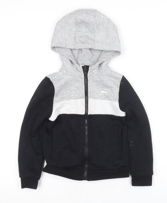 Slazenger Boys Grey & Black Full Zip Hoodie, 4-5 Years