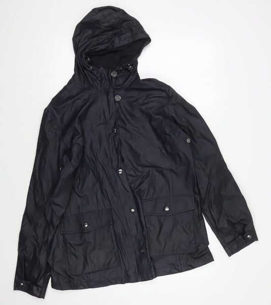 Lands' End Men's XL Black Hooded Rain Coat