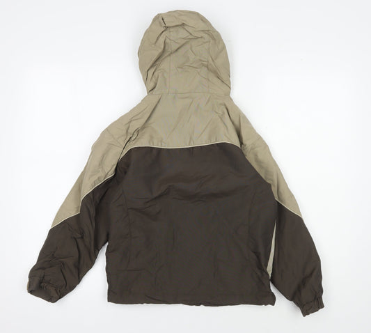Animal Boys' XS Beige Brown Hooded Puffer Jacket - Winter Essential