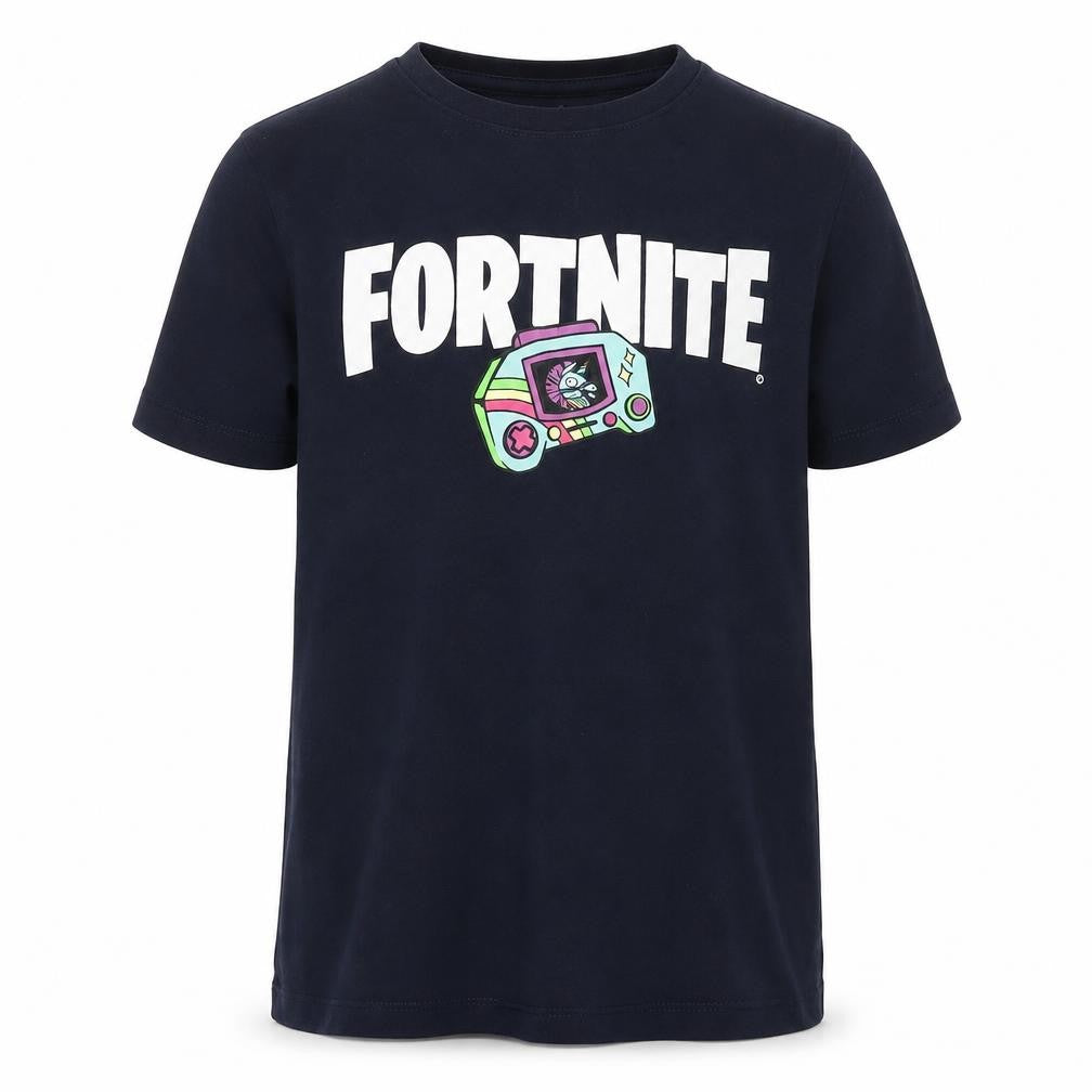 Front view of NAME IT girls’ black fortnite t-shirt 9-10 years graphic print