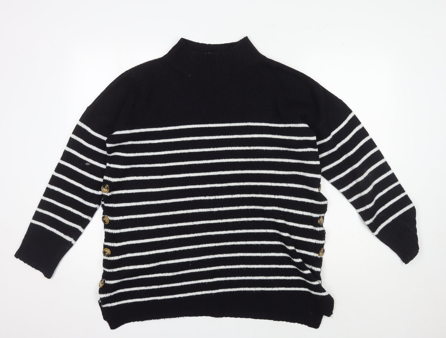 JoJo Maman Bébé Women's Black Striped Pullover Jumper, S