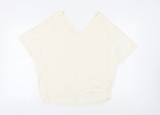 Hobbs Women's Ivory Linen Blend V-Neck Pullover, Size S