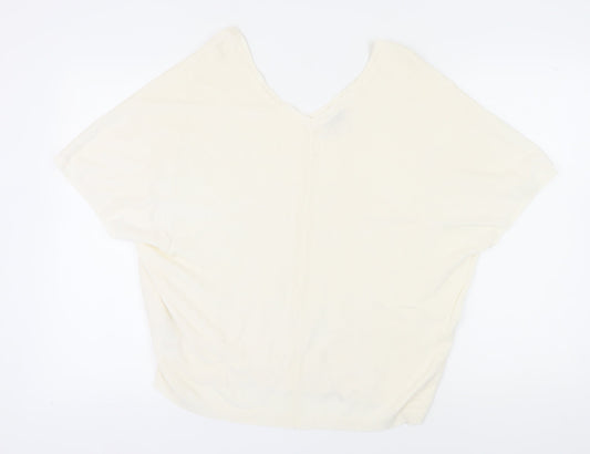 Hobbs Women's Ivory Linen Blend V-Neck Pullover, Size S