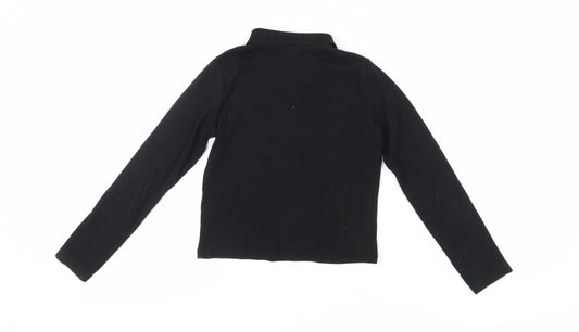 Zara Girls Black Polo Long Sleeve Top - Size 10 Years