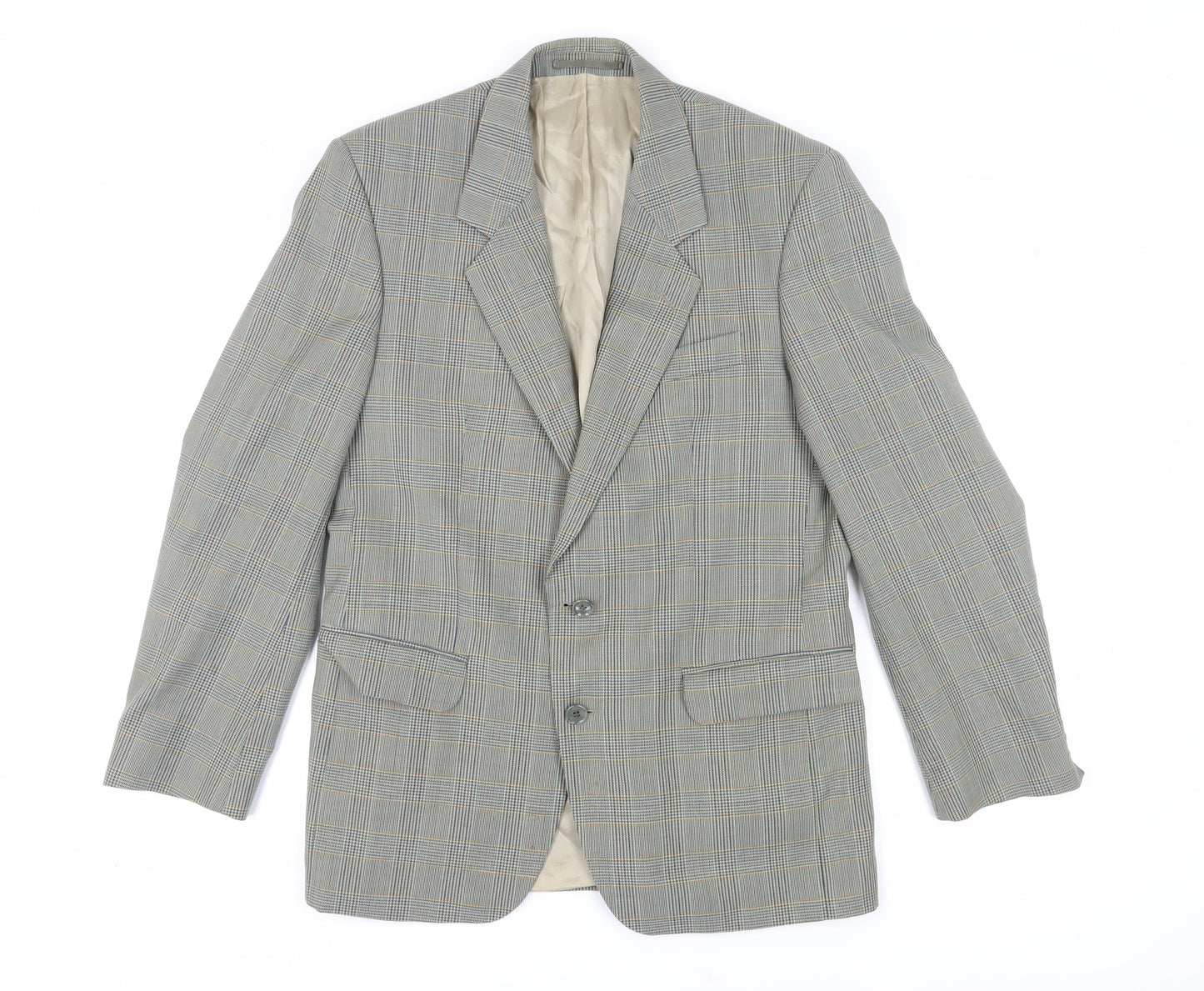 Claytons Men's Grey Check Blazer 40R, Notch Lapel