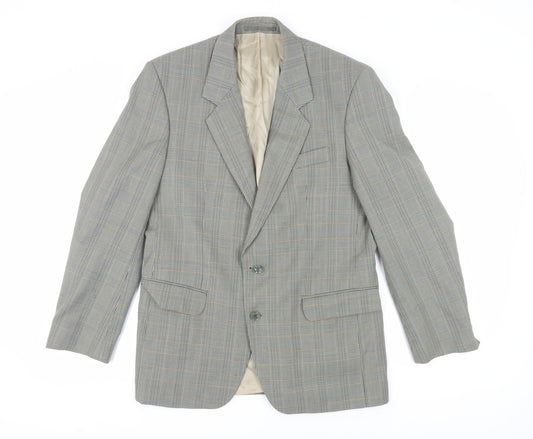 Claytons Men's Grey Check Blazer 40R, Notch Lapel
