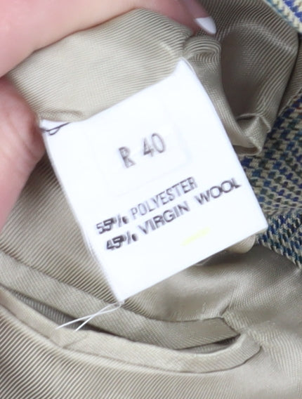 Claytons Men's Grey Check Blazer 40R, Notch Lapel