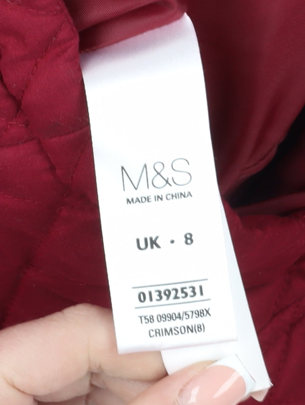 Marks and Spencer Women's Red Quilted Jacket Size 8
