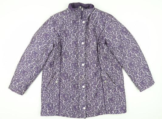 Anna Rose Women's Purple Floral Puffer Coat L
