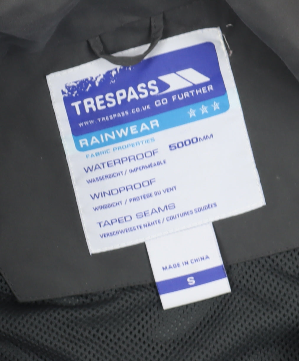 Trespass Men's Black S Waterproof Rain Jacket